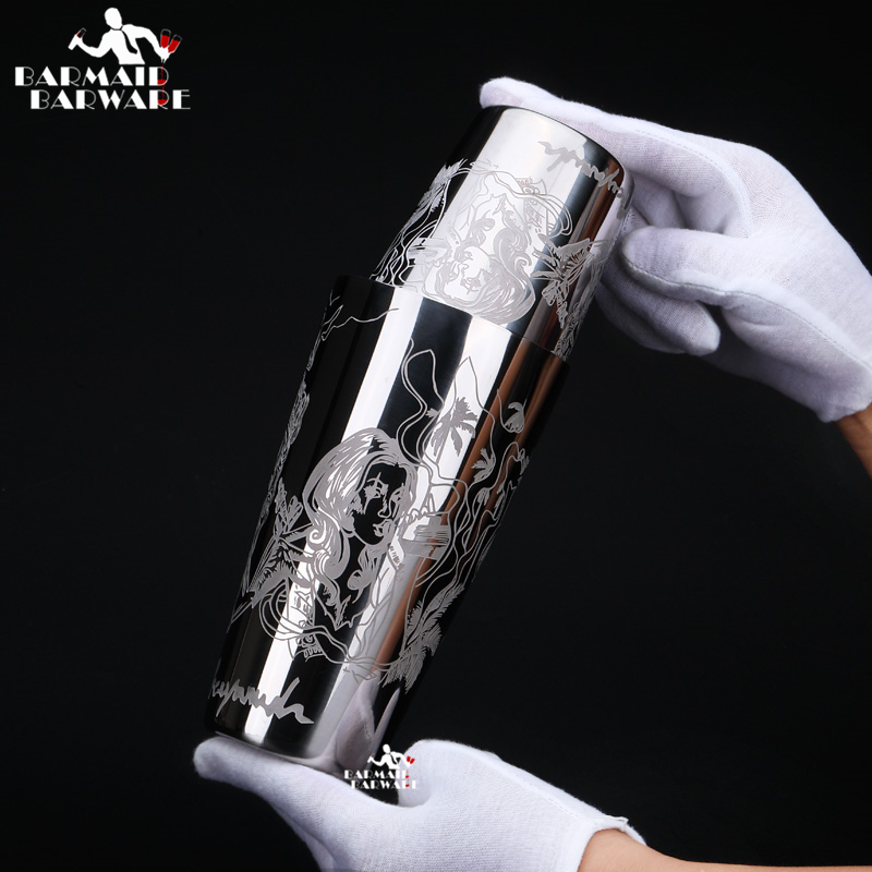 Meal Prep Burrito - 550ml/850ml Engraving Stainless Steel Cocktail Boston