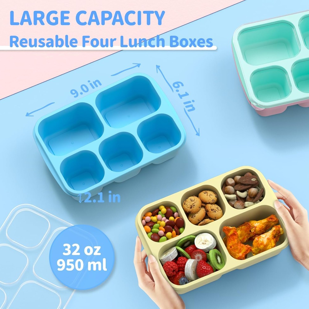 Bento Box Adult Lunch Box - 4  - Meal Prep Yellow avis et prix