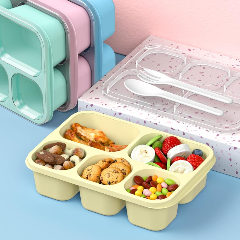 Bento Box Adult Lunch Box - 4  - Meal Prep Yellow avis et prix