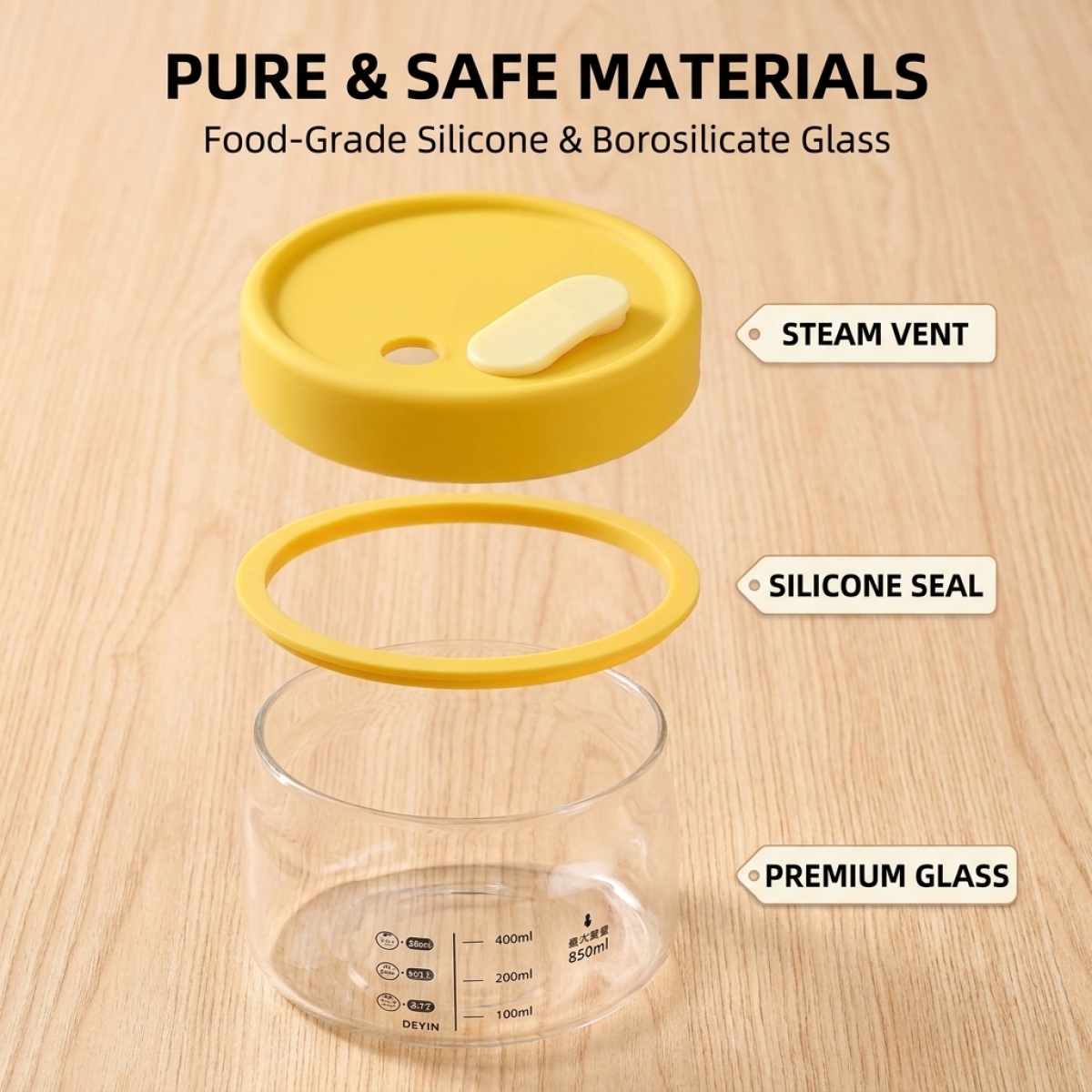 Hot Sale Yellow Glass Food Con - Meal Prep Yellow avis et prix