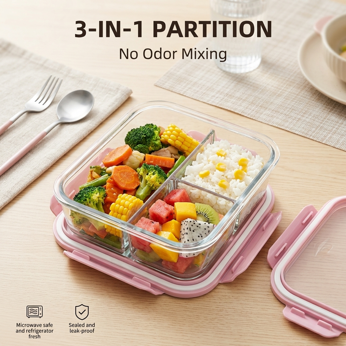 Portable Pink Glass Meal Prep  - Meal Prep Healthy Lunch avis et prix
